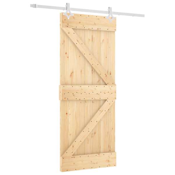 vidaXL Libisev uks Looduslik ja Valge 85 x 210 cm Tahke m&auml;nnipuit