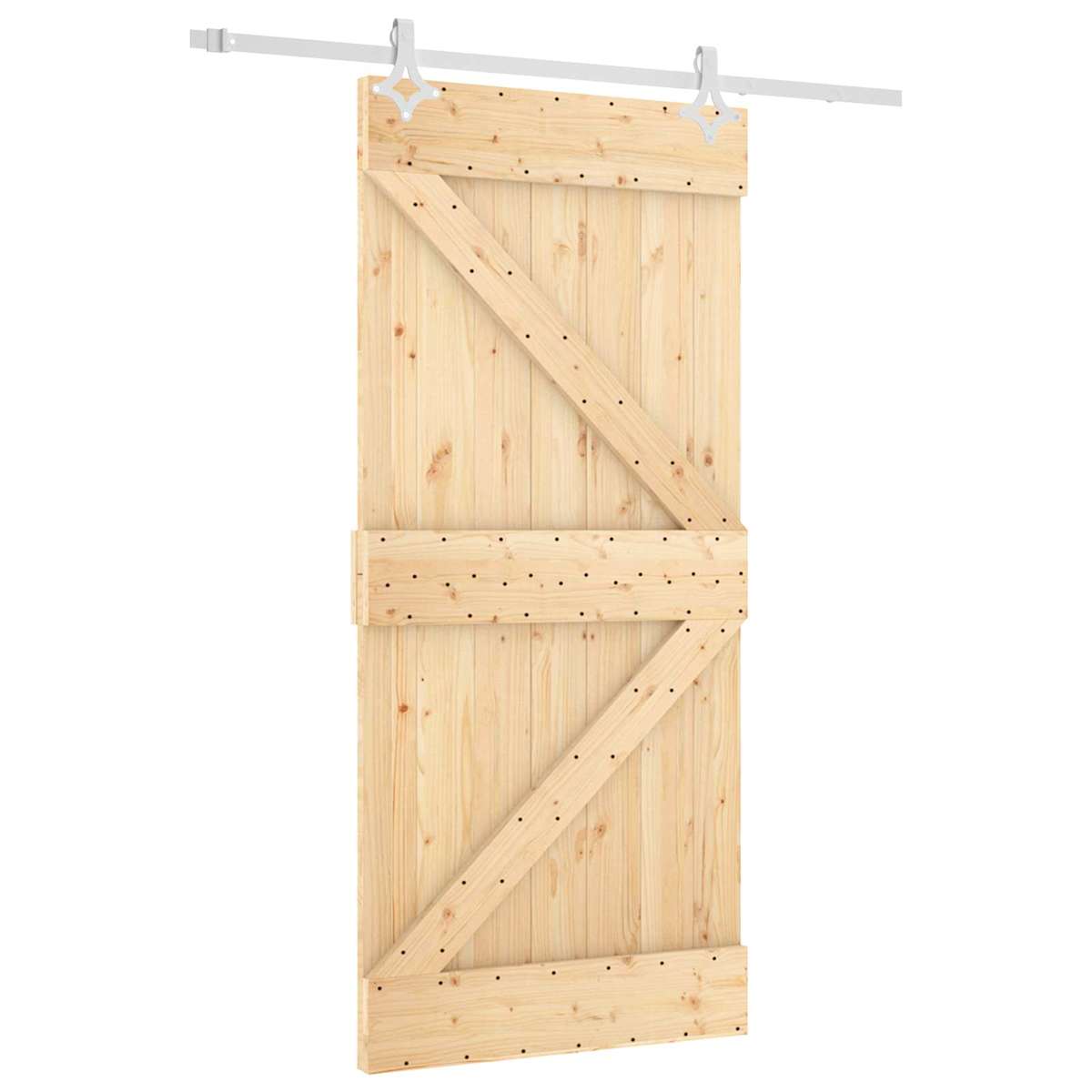 Skydedør 95 x 210 cm Massivt Fyrretræ (Ubehandlet) - Billede 2