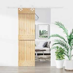 Posuvné dveře Přírodní a bílá 70 x 210 cm Masivní borové dřevo