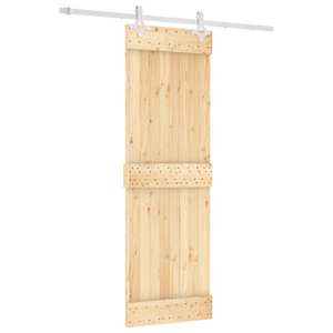 vidaXL Libisev uks Looduslik ja Valge 70 x 210 cm Tahke m&auml;nnipuit