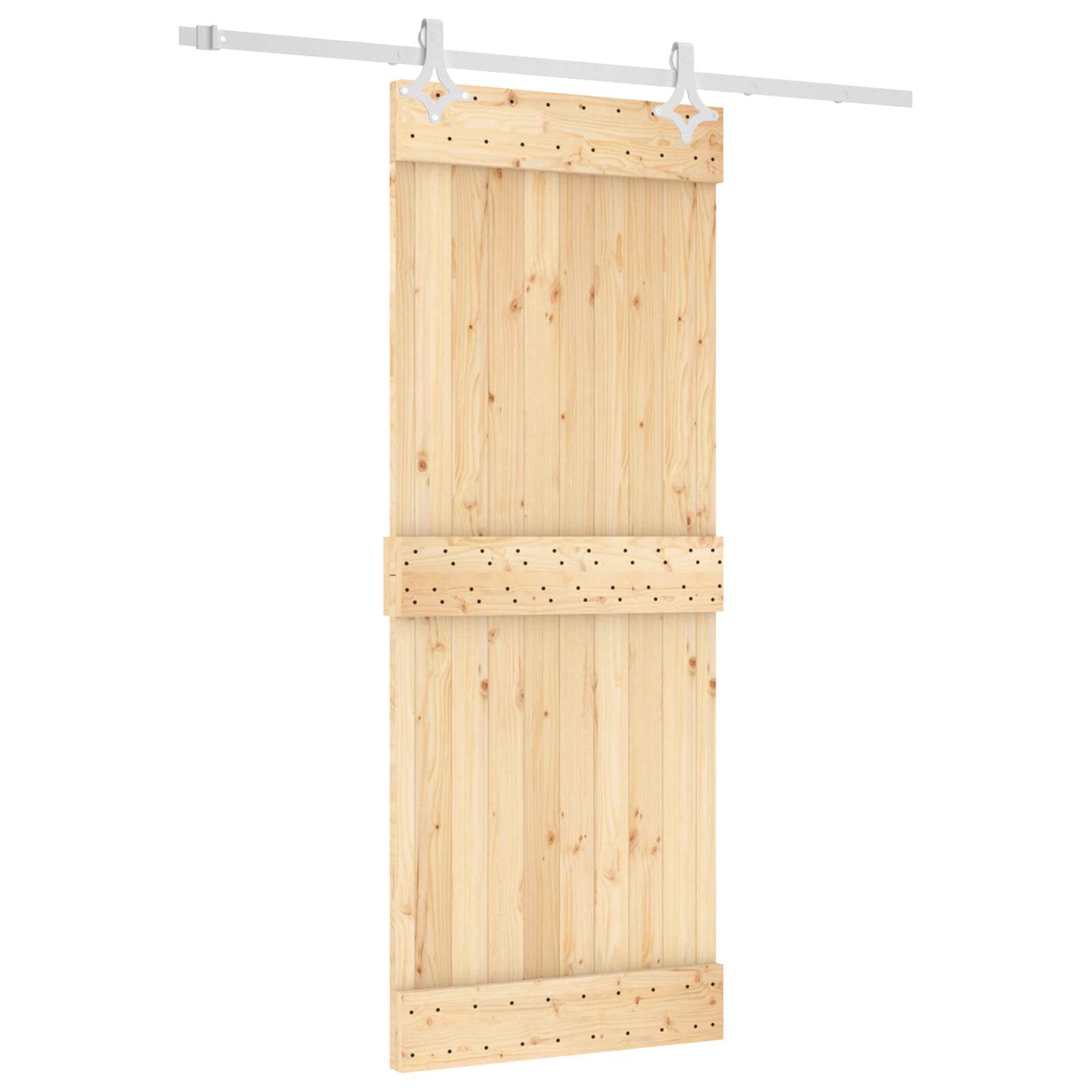 Schuifdeur Natuurlijk en Wit 80 x 210 cm Massief Grenenhout image 2