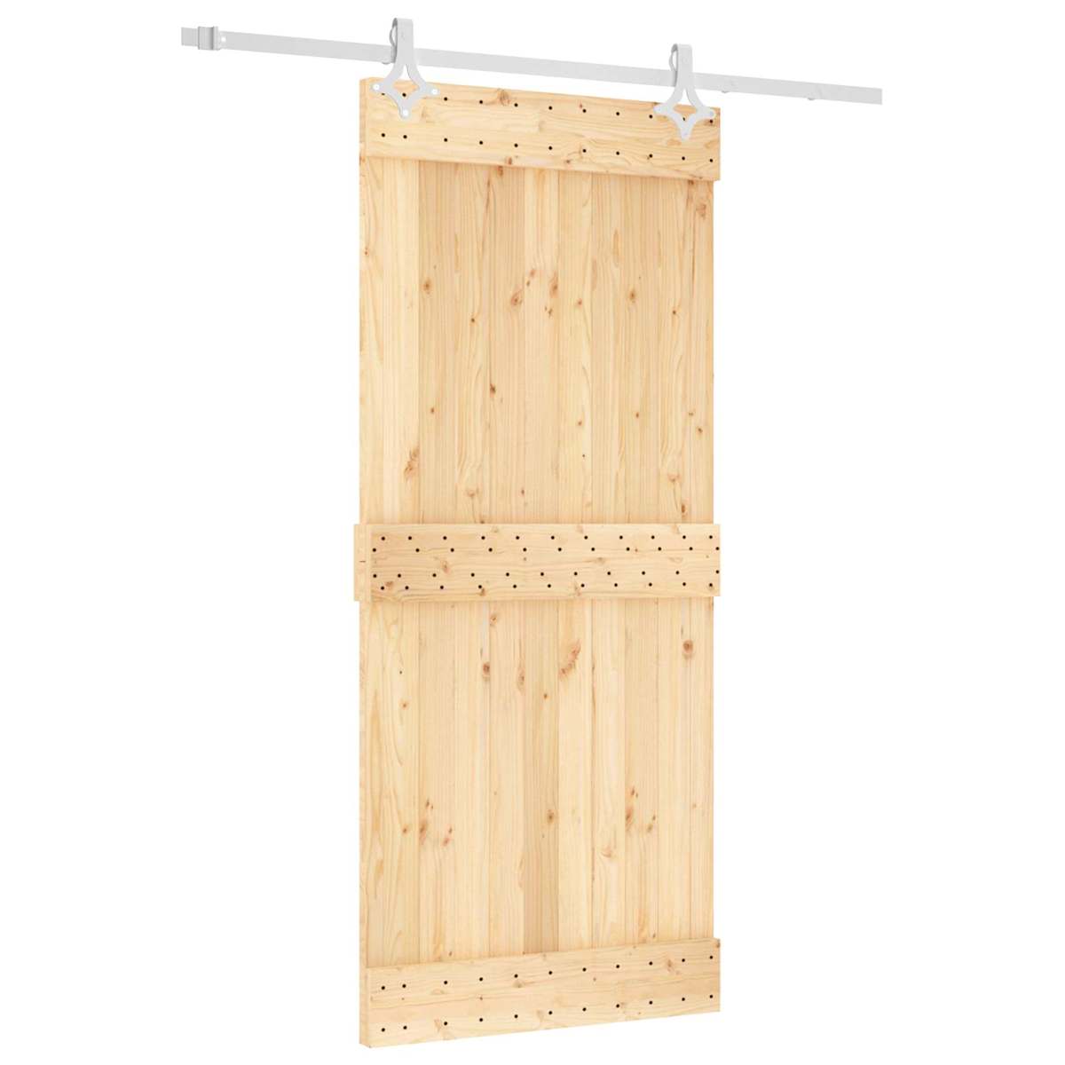 Skydedør 90 x 210 cm Massivt Fyrretræ (Ubehandlet) - Billede 2