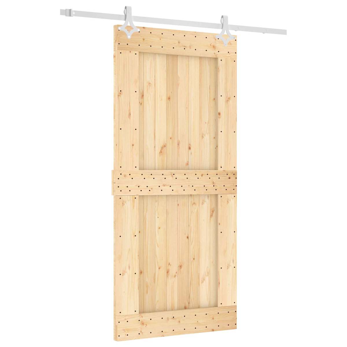 Skydedør 95 x 210 cm Massivt Fyrretræ (Ubehandlet) - Billede 2