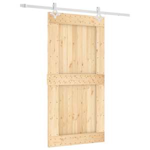 vidaXL Libisev uks Looduslik ja Valge 100 x 210 cm Tahke m&auml;nnipuit