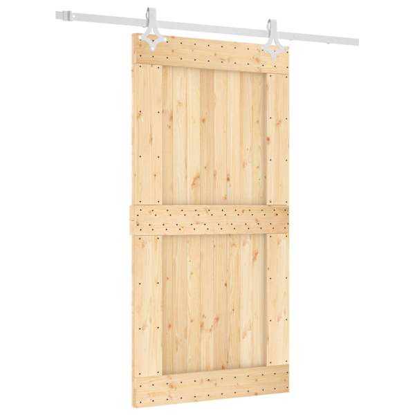vidaXL Libisev uks Looduslik ja Valge 100 x 210 cm Tahke m&auml;nnipuit
