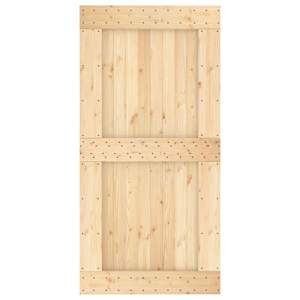 Posuvné dveře Přírodní a bílá 100 x 210 cm Masivní borové dřevo - obrázek 4