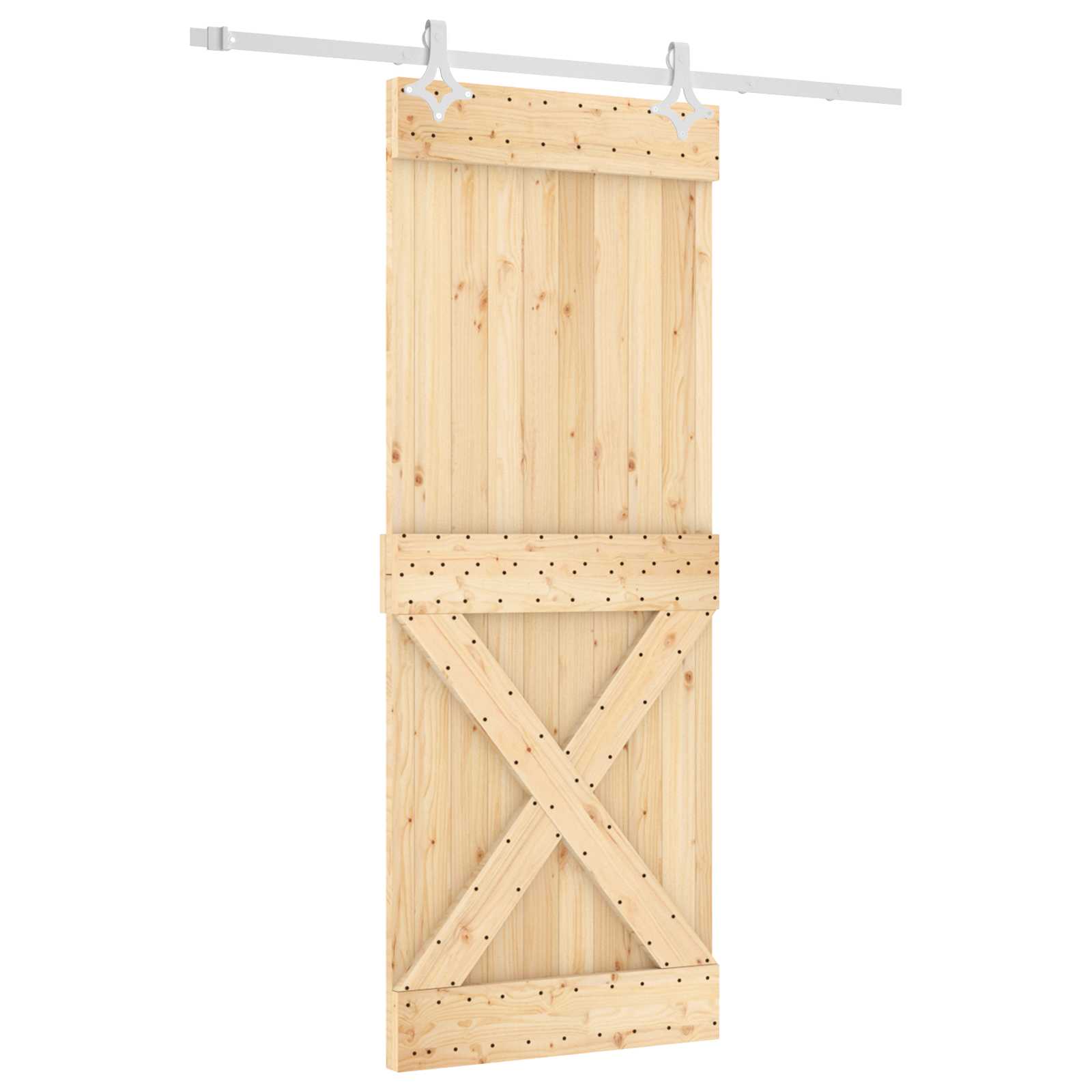 Schuifdeur Natuurlijk en Wit 80 x 210 cm Massief Grenenhout image 2