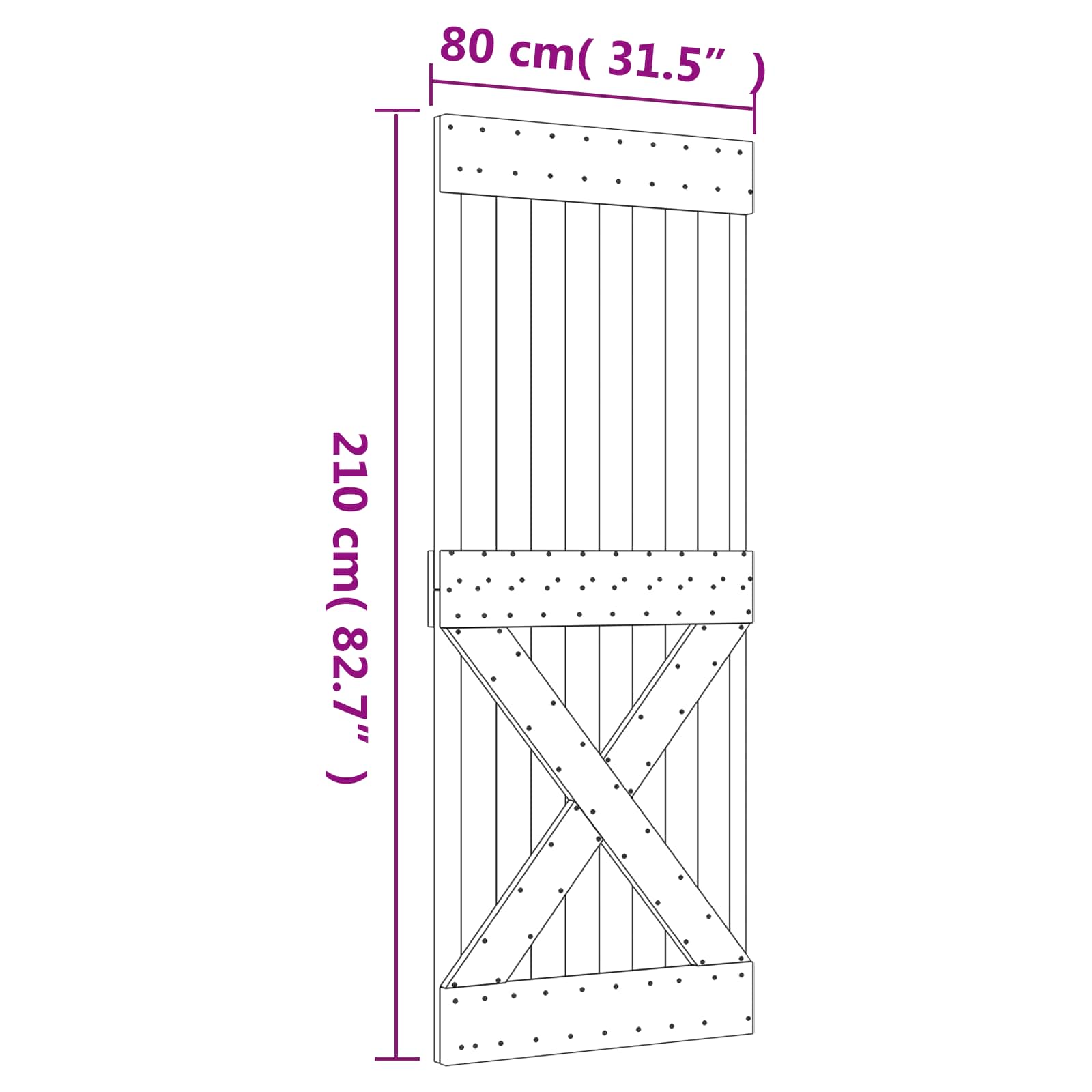Schuifdeur Natuurlijk en Wit 80 x 210 cm Massief Grenenhout image 11