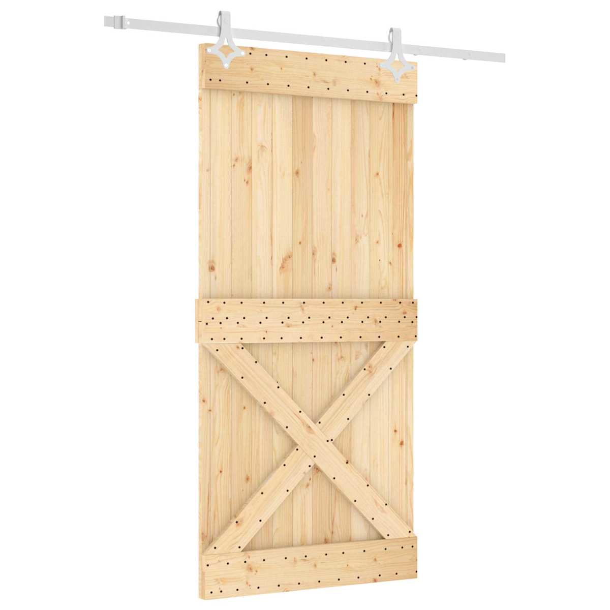 Skydedør 95 x 210 cm Massivt Fyrretræ (Ubehandlet) - Billede 2