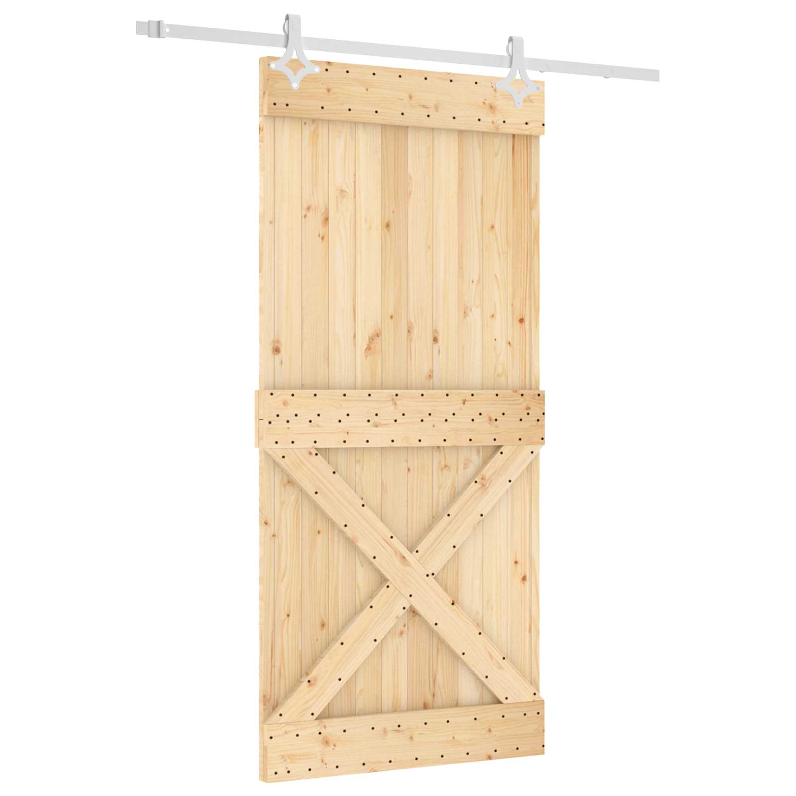 Schuifdeur Natuurlijk en Wit 95 x 210 cm Massief Grenenhout image 2