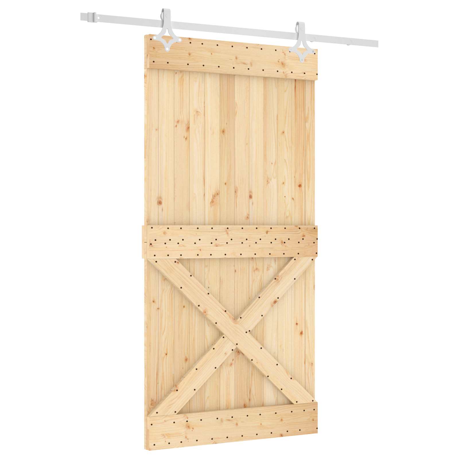 Schuifdeur Natuurlijk en Wit 100 x 210 cm Massief Grenenhout image 2