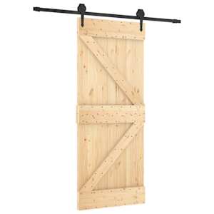 vidaXL Libisev uks Naturaalne ja must 85 x 210 cm Tahke m&auml;nnipuit