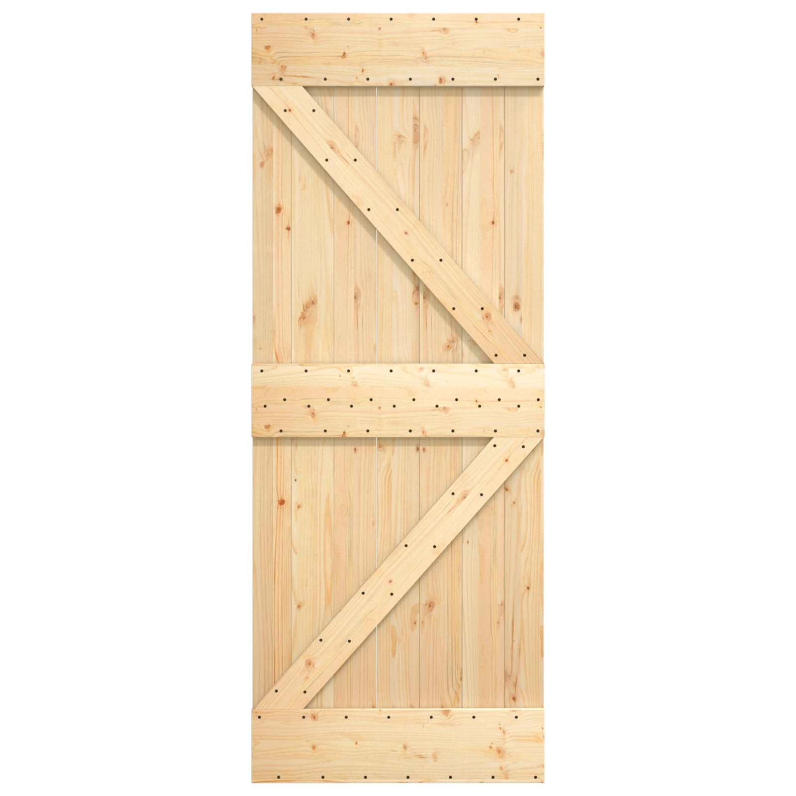 Schuifdeur Naturel en Zwart 85 x 210 cm Massief Grenenhout image 4