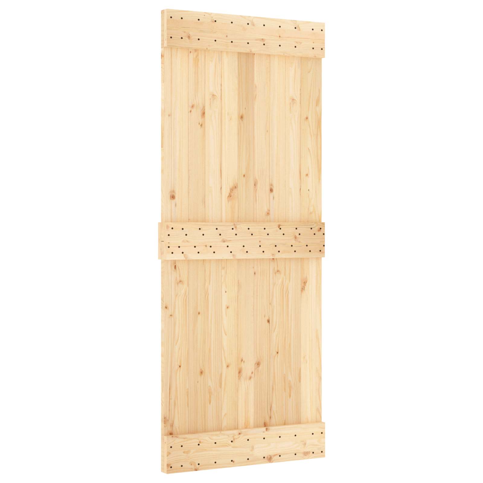 Schuifdeur Naturel en Zwart 85 x 210 cm Massief Grenenhout image 3