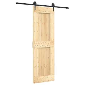 vidaXL Libisev uks Naturaalne ja must 70 x 210 cm Tahke m&auml;nnipuit