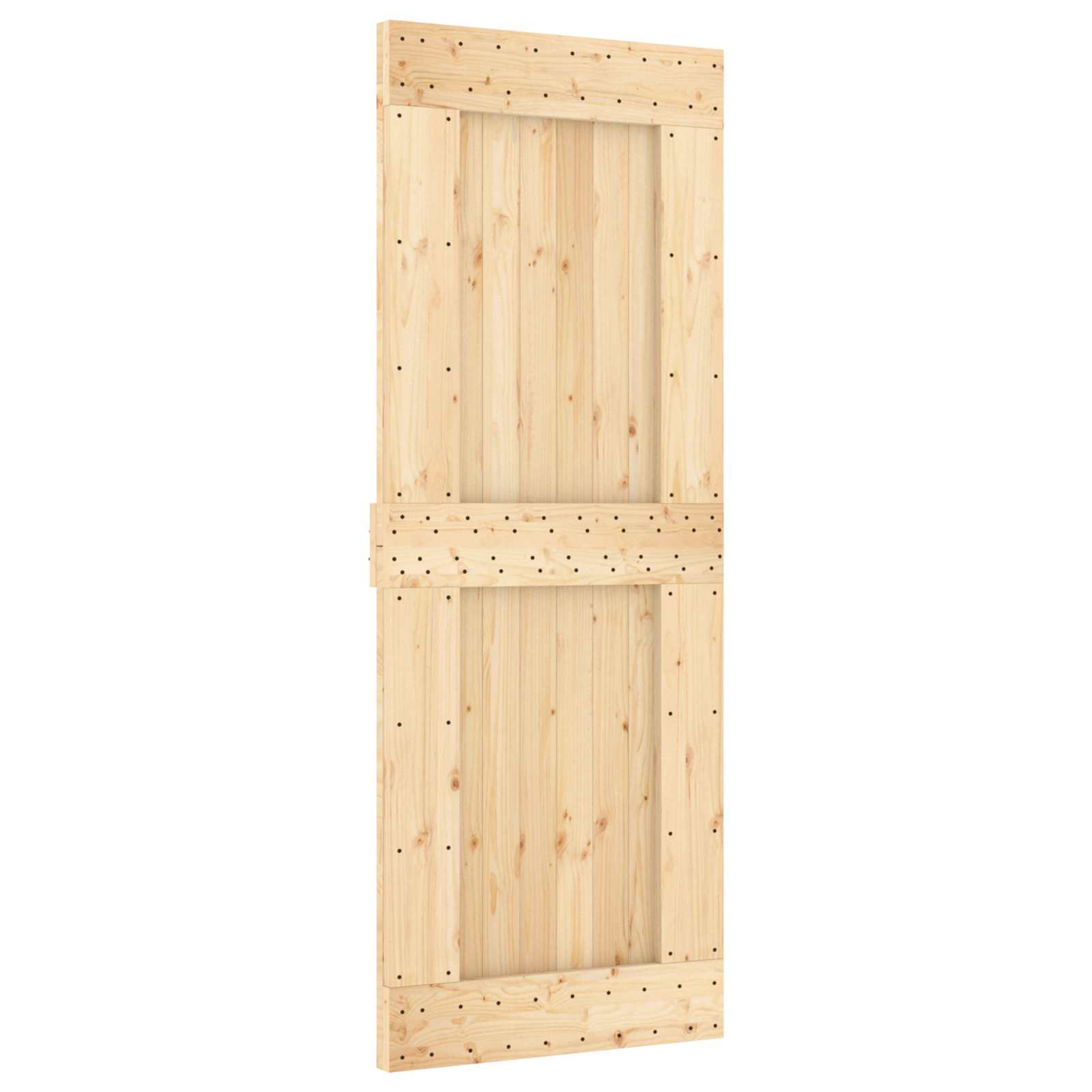 Schuifdeur Naturel en Zwart 80 x 210 cm Massief Grenenhout image 3