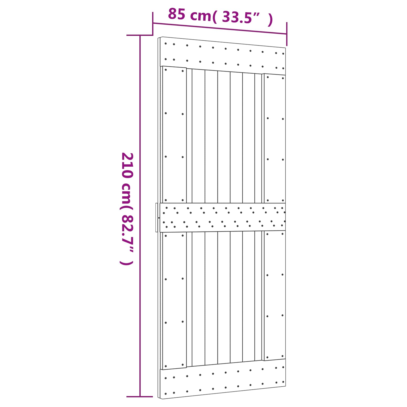 Schuifdeur Naturel en Zwart 85 x 210 cm Massief Grenenhout image 11