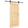 vidaXL Libisev uks Naturaalne ja must 90 x 210 cm Tahke m&auml;nnipuit