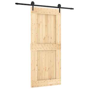 vidaXL Libisev uks Naturaalne ja must 90 x 210 cm Tahke m&auml;nnipuit
