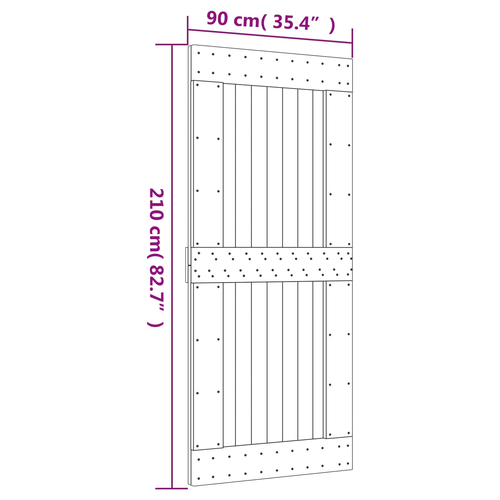 Schuifdeur Naturel en Zwart 90 x 210 cm Massief Grenenhout image 11
