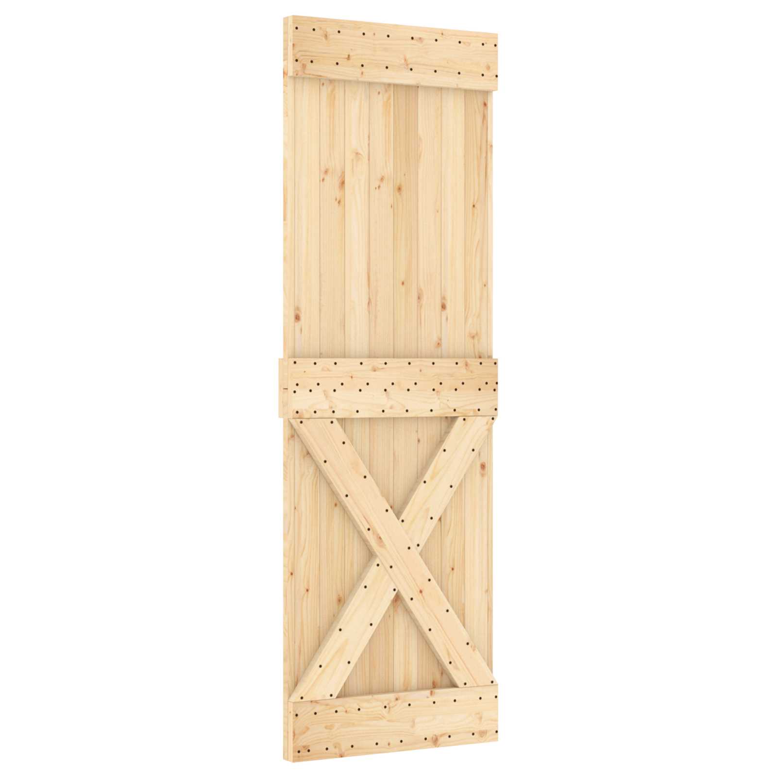Schuifdeur Naturel en Zwart 70 x 210 cm Massief Grenenhout image 3
