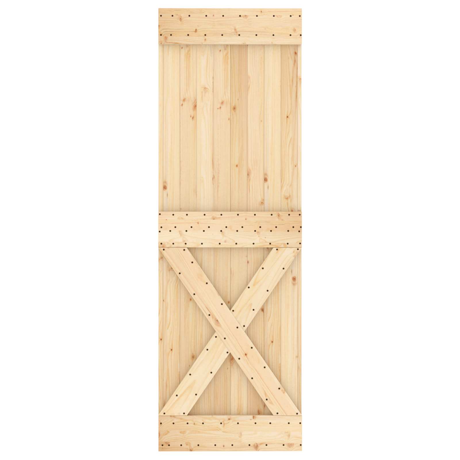 Schuifdeur Naturel en Zwart 70 x 210 cm Massief Grenenhout image 4