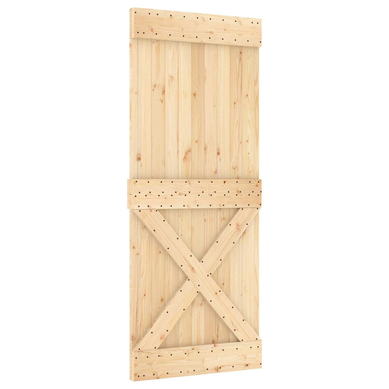 Schuifdeur Naturel en Zwart 85 x 210 cm Massief Grenenhout image 3