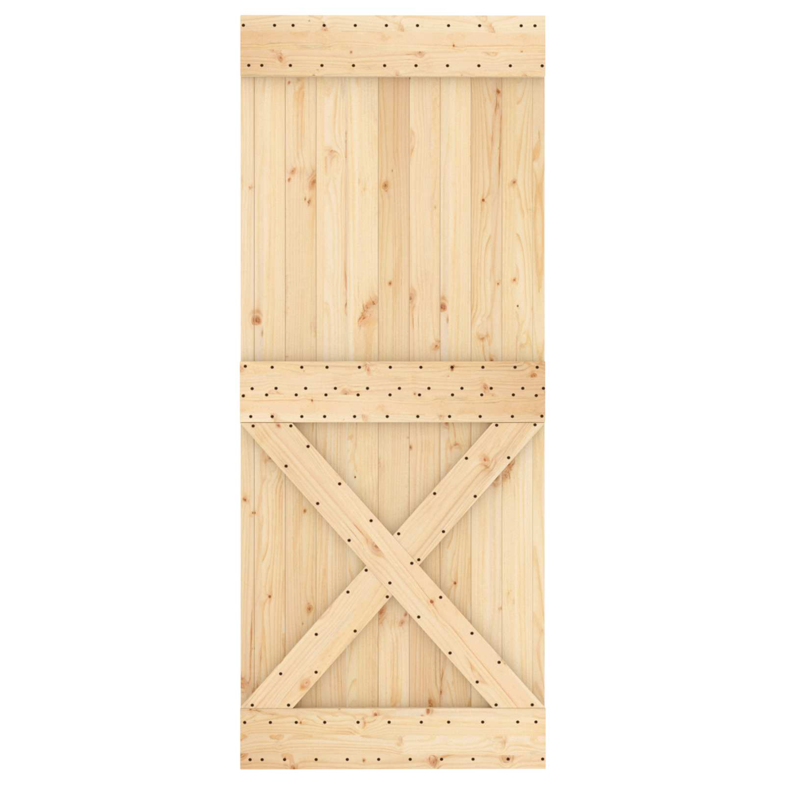 Schuifdeur Naturel en Zwart 85 x 210 cm Massief Grenenhout image 4