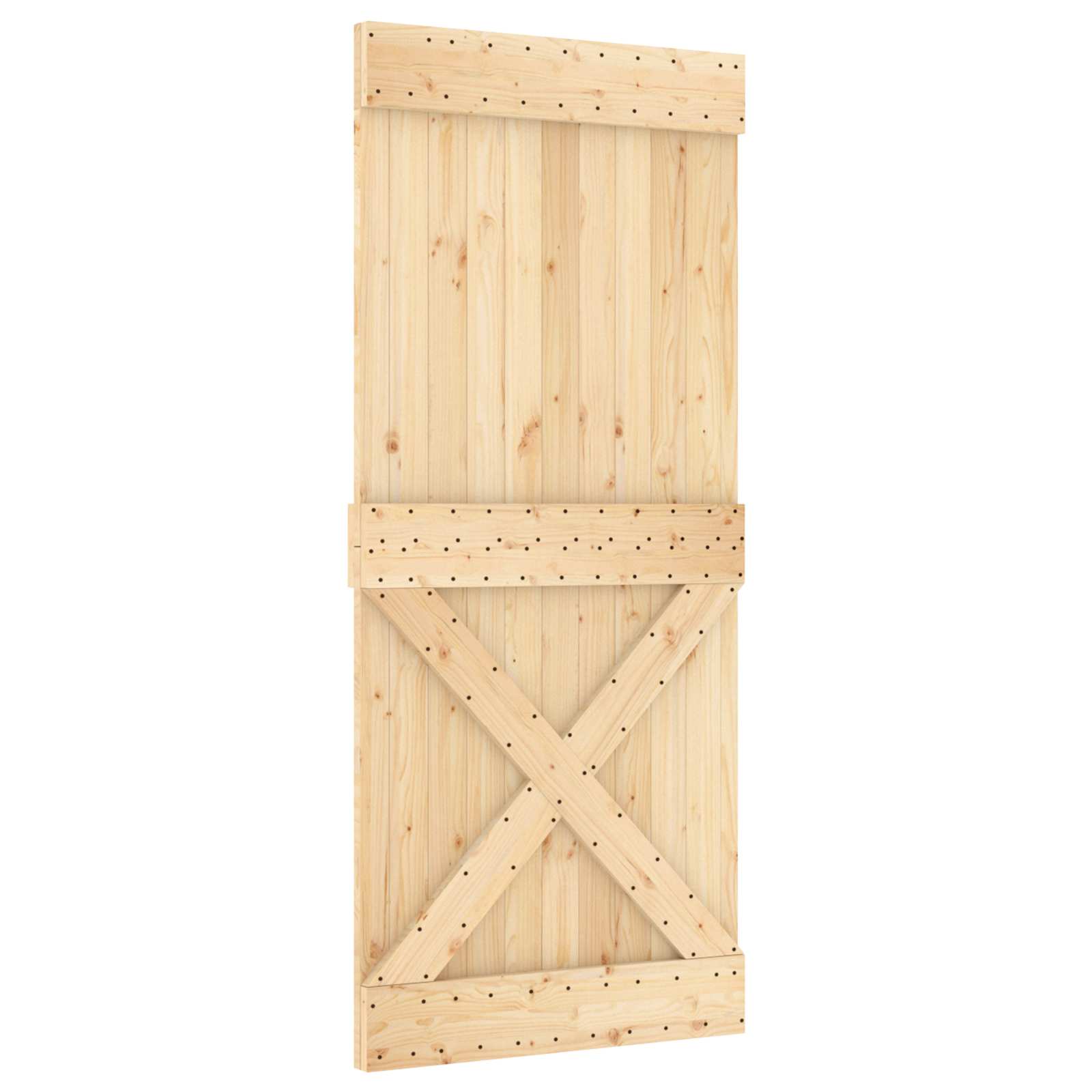Schuifdeur Naturel en Zwart 90 x 210 cm Massief Grenenhout image 3