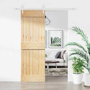Posuvné dveře Přírodní a bílá 70 x 210 cm Masivní borové dřevo