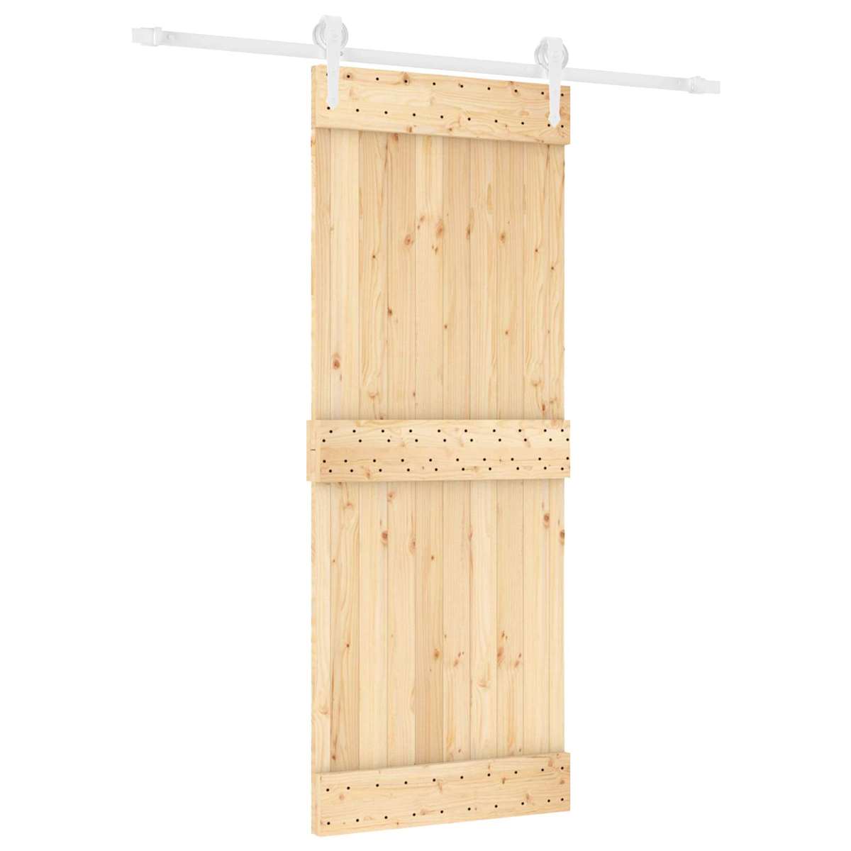 Skydedør 80 x 210 cm Massivt Fyrretræ (Ubehandlet) - Billede 2