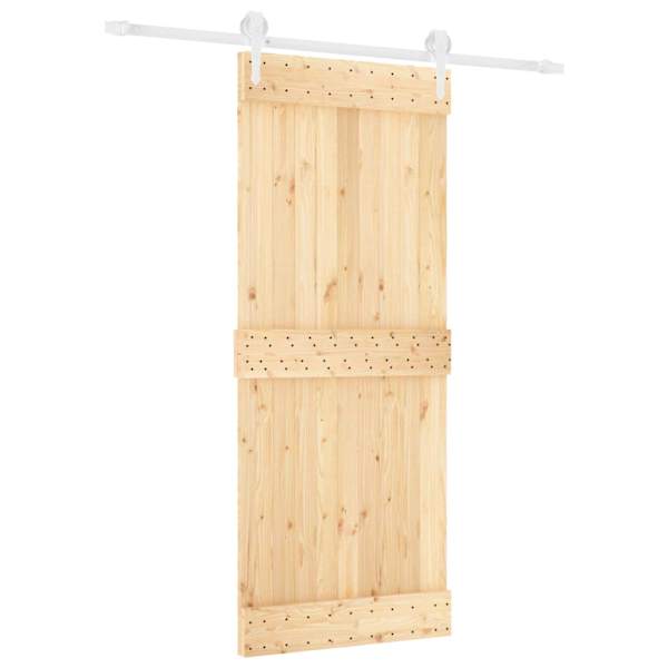vidaXL Libisev uks Looduslik ja Valge 85 x 210 cm Tahke m&auml;nnipuit