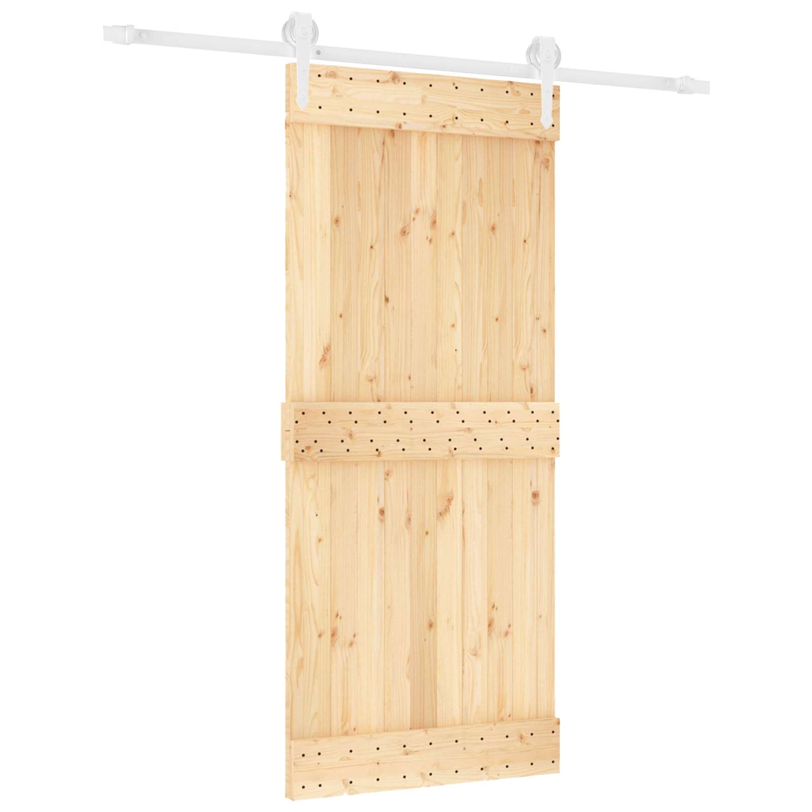 Schuifdeur Natuurlijk en Wit 90 x 210 cm Massief Grenenhout image 2
