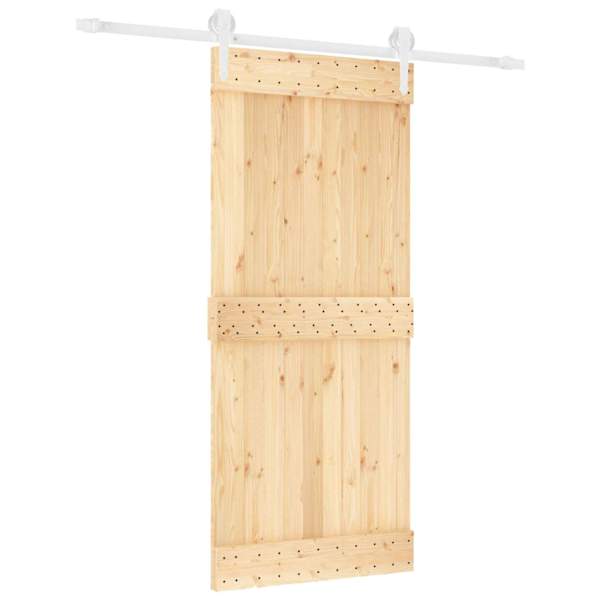 vidaXL Libisev uks Looduslik ja Valge 90 x 210 cm Tahke m&auml;nnipuit