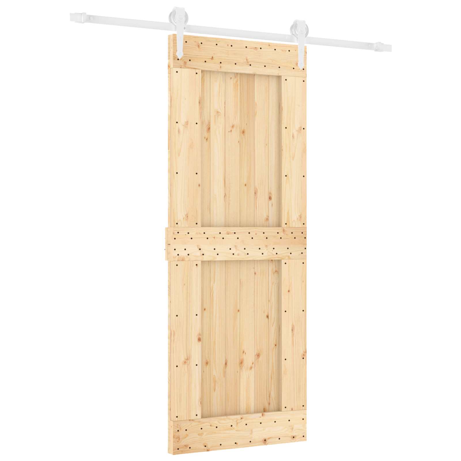Schuifdeur Natuurlijk en Wit 80 x 210 cm Massief Grenenhout image 2