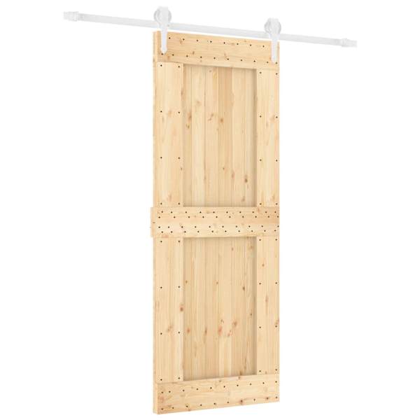 vidaXL Libisev uks Looduslik ja Valge 80 x 210 cm Tahke m&auml;nnipuit