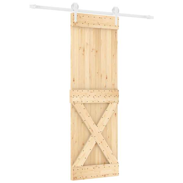 vidaXL Libisev uks Looduslik ja Valge 70 x 210 cm Tahke m&auml;nnipuit