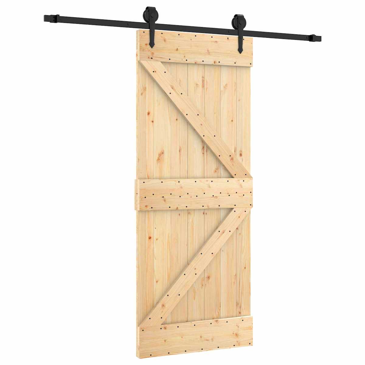 Skydedør 85 x 210 cm Massivt Fyrretræ (Ubehandlet) - Billede 2