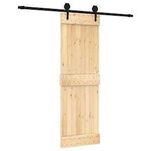 vidaXL Libisev uks Naturaalne ja must 70 x 210 cm Tahke m&auml;nnipuit