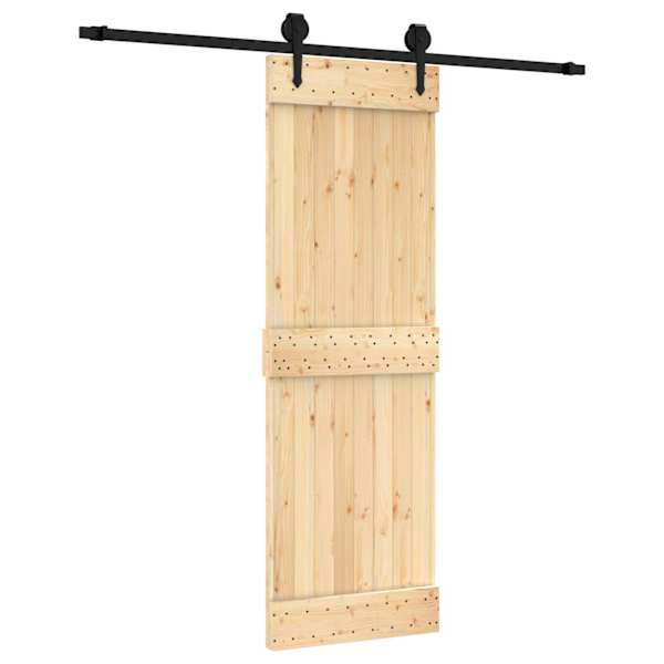 vidaXL Libisev uks Naturaalne ja must 70 x 210 cm Tahke m&auml;nnipuit
