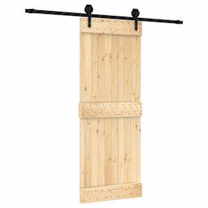 vidaXL Libisev uks Naturaalne ja must 80 x 210 cm Tahke m&auml;nnipuit