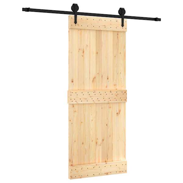 vidaXL Libisev uks Naturaalne ja must 85 x 210 cm Tahke m&auml;nnipuit