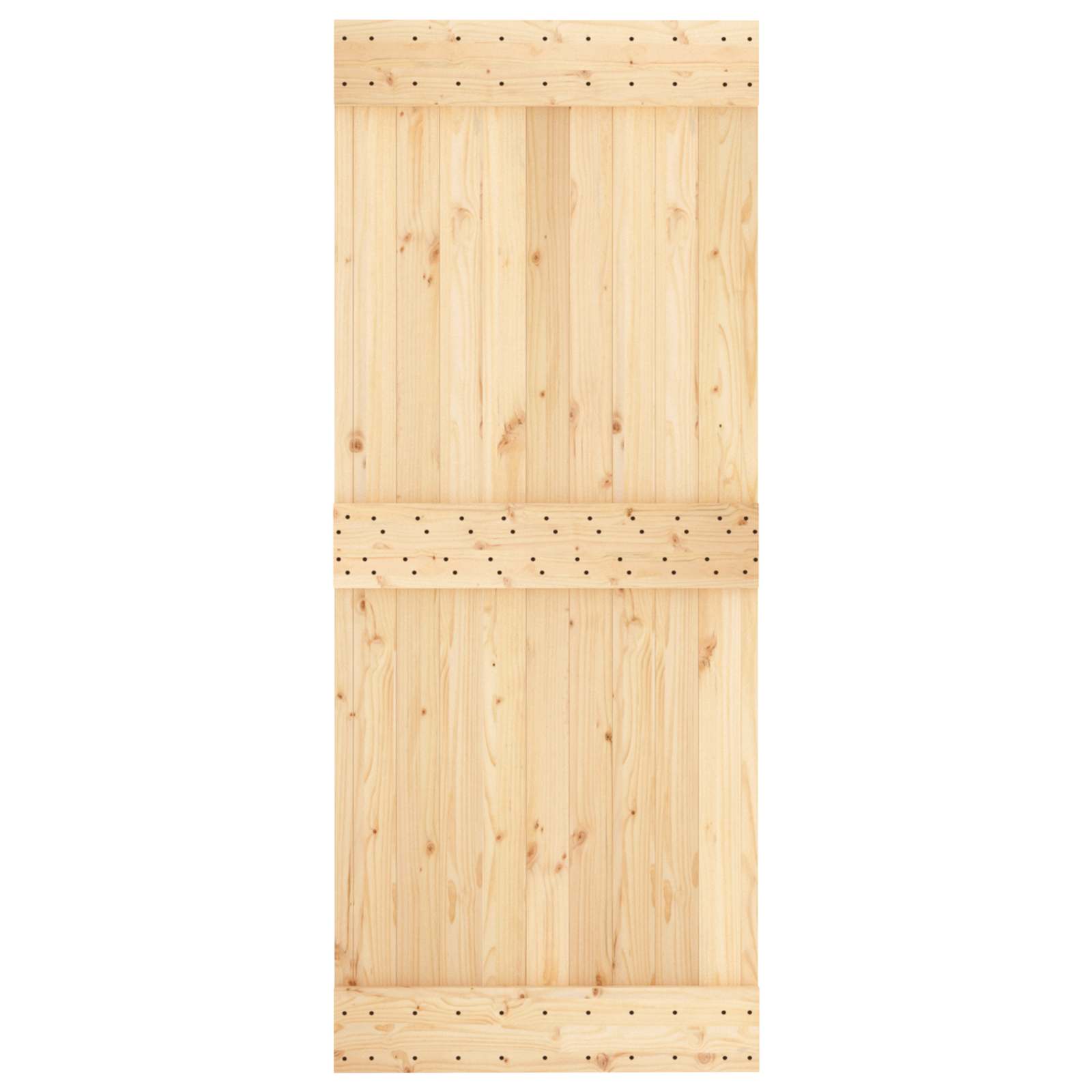 Schuifdeur Naturel en Zwart 85 x 210 cm Massief Grenenhout image 4