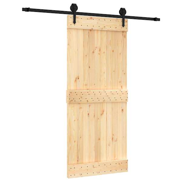 vidaXL Libisev uks Naturaalne ja must 90 x 210 cm Tahke m&auml;nnipuit