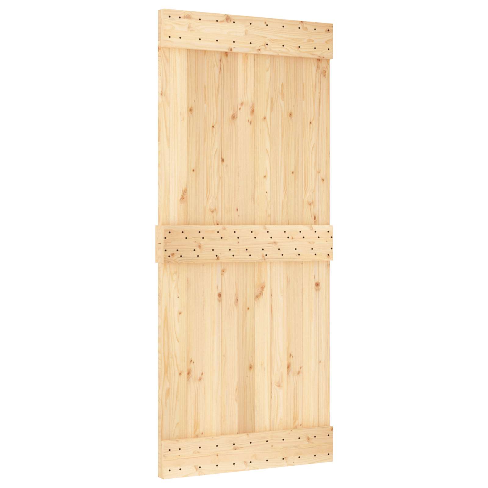 Schuifdeur Naturel en Zwart 90 x 210 cm Massief Grenenhout image 3