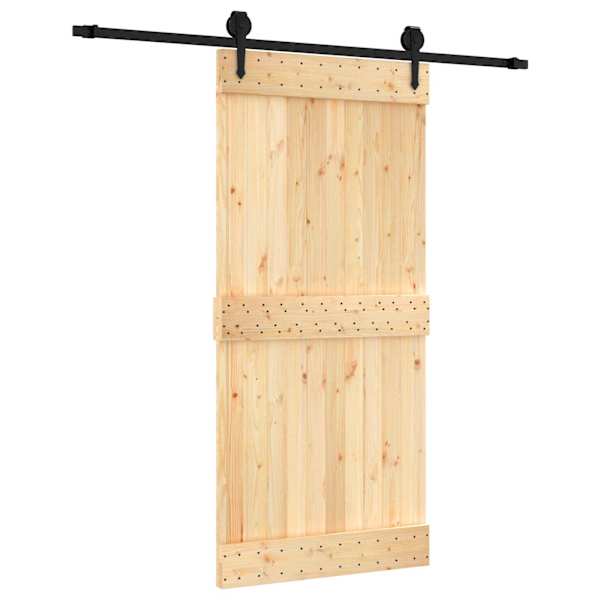 vidaXL Libisev uks Naturaalne ja must 95 x 210 cm Tahke m&auml;nnipuit