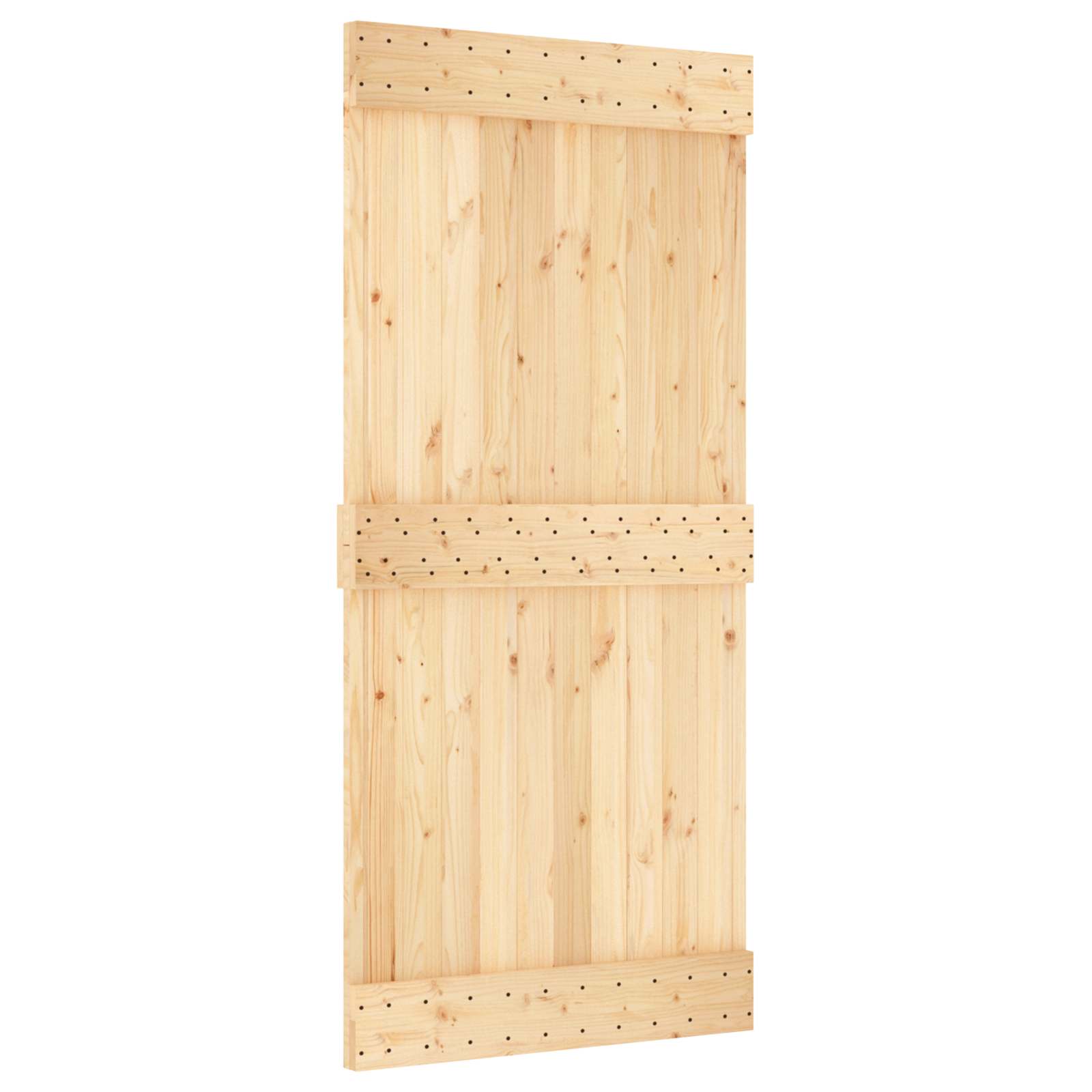 Schuifdeur Naturel en Zwart 95 x 210 cm Massief Grenenhout image 3