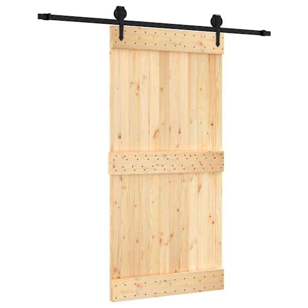 vidaXL Libisev uks Naturaalne ja must 100 x 210 cm Tahke m&auml;nnipuit
