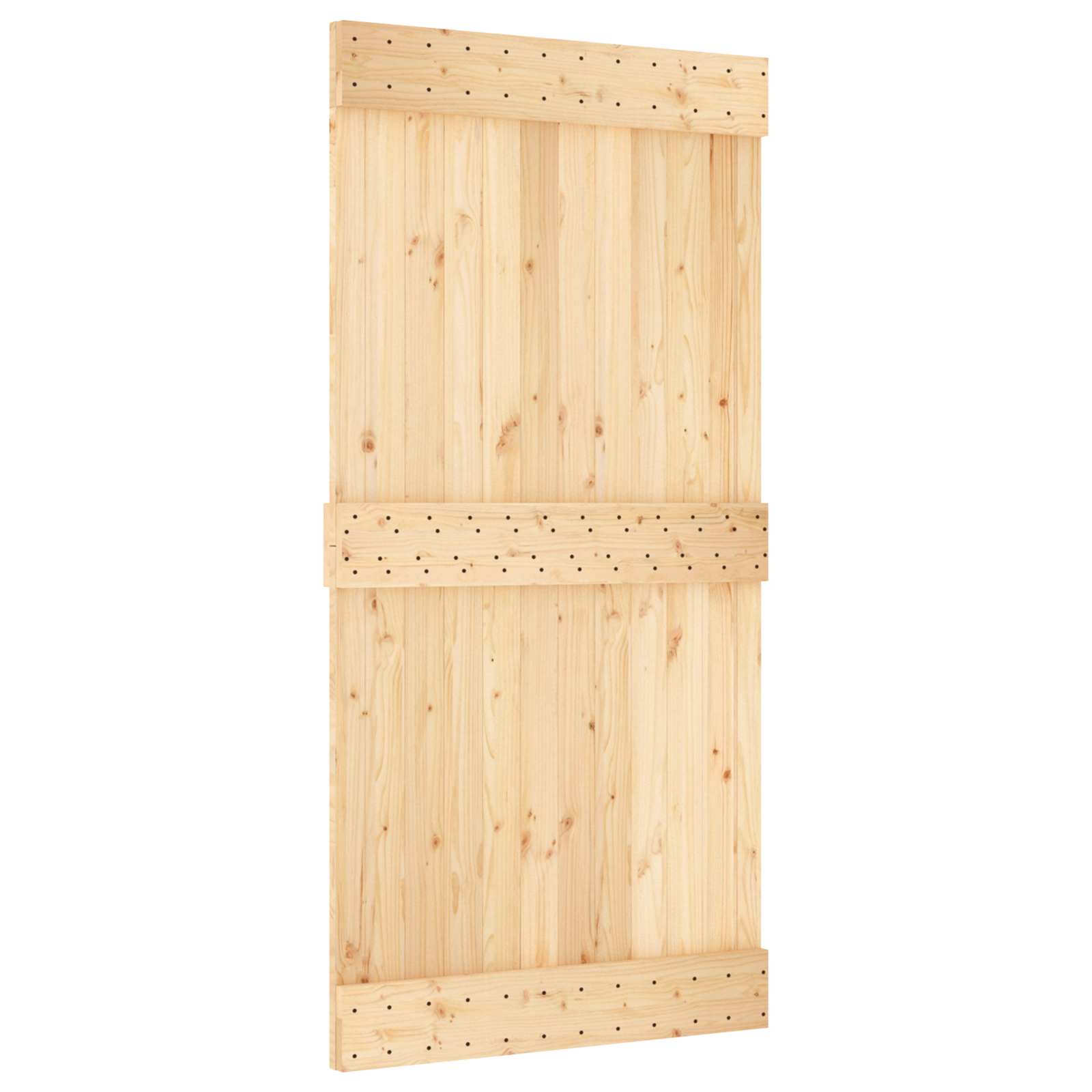 Schuifdeur Naturel en Zwart 100 x 210 cm Massief Grenenhout image 3