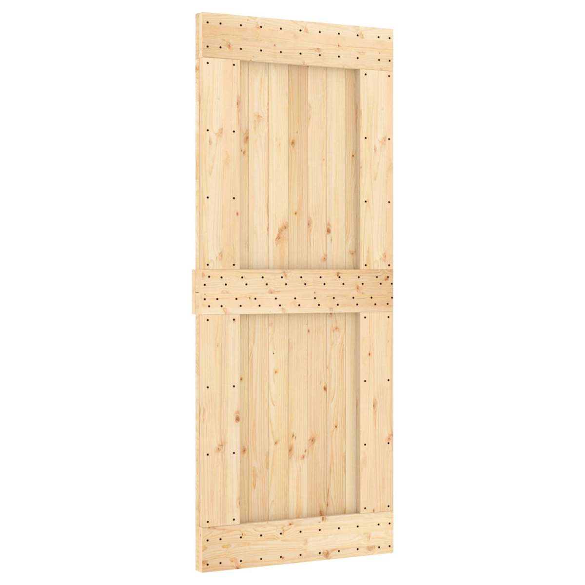 Skydedør Naturfarvet og sort 85 x 210 cm Massivt Fyrretræ - Billede 3